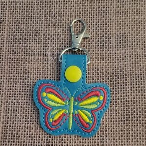 NEW Bright Butterfly Key Chain Snap Tab Handmade